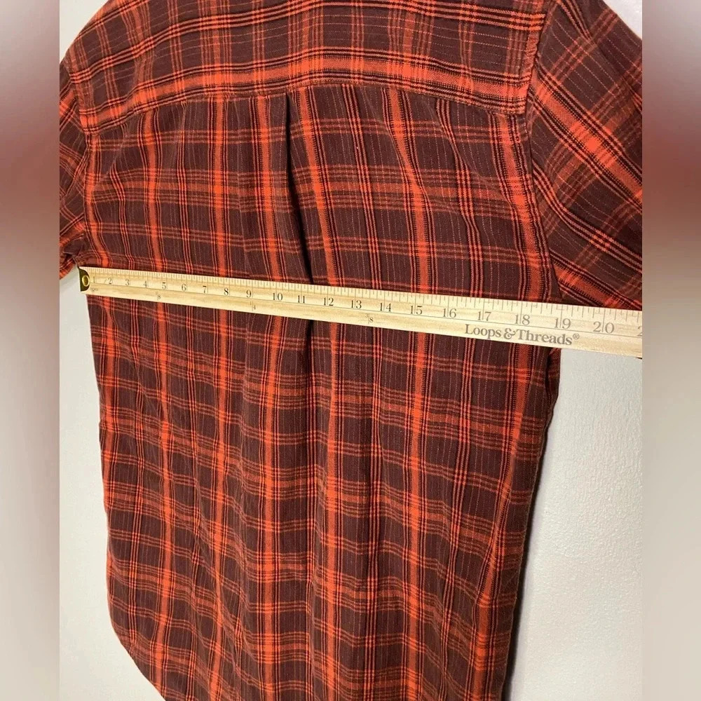 The‎ North Face women’s Plaid Flannel Button Front orange & red size small - Picture 8 of 9